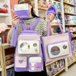 ⁦Ensemble de sacs d’école Kawai pour adolescents 5Pcs Guiyu V2 Mauve – محفظة 5 قطع كاواي بنفسجي⁩ - الصورة ⁦2⁩