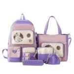 ⁦Ensemble de sacs d’école Kawai pour adolescents 5Pcs Guiyu V2 Mauve – محفظة 5 قطع كاواي بنفسجي⁩ - الصورة ⁦3⁩