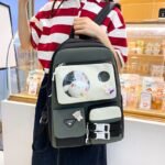 ⁦Ensemble de sacs d’école Kawai pour adolescents 5Pcs Guiyu V2 Noir et Gris– محفظة 5 قطع كاواي أسود ورمادي⁩ - الصورة ⁦4⁩