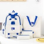 Ensemble de sacs d’école Kawai pour adolescents 4Pcs Lapin X Blanc – محفظة 4 قطع كاواي أبيض