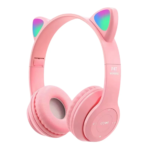 ⁦Casque Bluetooth sans fil avec oreilles de chat LED clignotantes P47M⁩ - الصورة ⁦2⁩