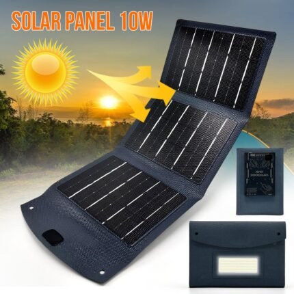 Panneau solaire USB pliable et portable capacité 3000mAh 10W – وحدة طاقة تشحن بالطاقة الشمسية