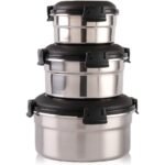 ⁦Conteneurs Alimentaires Empilables en Acier Inoxydable Écologiques 3pcs – حاويات طعام من الستانلس ستيل قابلة للتكديس⁩ - الصورة ⁦7⁩