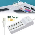 Station de charge USB avec multiprise 12 ports charge rapide – مقبس طاقة متعدد المنافذ