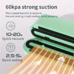 ⁦Mini scelleuse sous vide et Extracteur d’air portable 60 kPa avec 3 niveaux de température – جهاز تفريغ الهواء وغلق الأكياس⁩ - الصورة ⁦3⁩