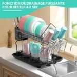 ⁦Égouttoir à Vaisselle 2 Niveaux avec Porte Ustensiles et Plateau d’égouttement⁩ - الصورة ⁦2⁩
