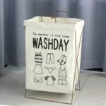 ⁦Panier À Linge Pliable Avec Support En Fer en forme de X⁩ - الصورة ⁦2⁩