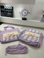 ⁦Ensemble de sacs d’école Kawai pour adolescents 3Pcs Ours Mauve – محفظة 3 قطع كاواي بنفسجي⁩ - الصورة ⁦6⁩