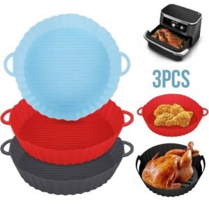 Pack de 3 moules en silicone pour friteuse à air chaud – طقم قوالب الطبخ في الفرن من سيليكون عالي الجودة