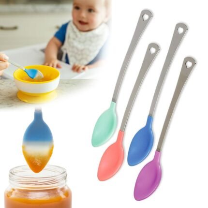 Pack 4Pcs Cuillère Bébé White Hot Thermosensible – طقم ملاعق لتغذية الأطفال مستشعرة للحرارة