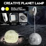 ⁦Lampe Led Suspendue En Forme De Boule Décorative, Rechargeable Par Usb, Pour Camping Intérieur Et Extérieur, En Forme De Lune Ou De Terre, 1 Pièce⁩ - الصورة ⁦2⁩
