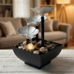 ⁦Fontaine décorative en forme de pétales avec lumières LED et pierres – نافورة مياه بعدة طبقات⁩ - الصورة ⁦4⁩