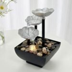 Fontaine décorative en forme de pétales avec lumières LED et pierres – نافورة مياه بعدة طبقات