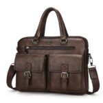 Cartable Homme en Simili Cuir Design Élégant Jeep Marron Foncé – حقيبة جلدية لون بني داكن