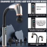 ⁦Pistolet de massage poignée allongée avec 4 têtes, 3 modes et 6 niveaux – جهاز تدليك الجسم⁩ - الصورة ⁦2⁩