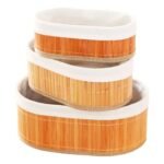 ⁦Ensemble de 3 paniers rangement en bambou de haute qualité⁩ - الصورة ⁦4⁩