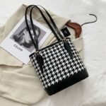 ⁦Sacs à bandoulière pied-de-poule Vintage pour femmes grande capacité⁩ - الصورة ⁦5⁩