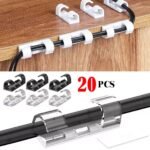 Pack 20pcs Pinces de câble auto-adhésives solides et transparents – طقم تنظيم الكابلات