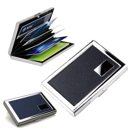 Étui portefeuille en acier noir avec protection RFID pour 6 cartes de crédit – محفظة بطاقات الإئتمان