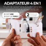 ⁦Pack 2 Multiprise Murale Plate Derrière Meuble avec USB – مقبس طاقة⁩ - الصورة ⁦5⁩