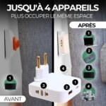 ⁦Pack 2 Multiprise Murale Plate Derrière Meuble avec USB – مقبس طاقة⁩ - الصورة ⁦6⁩