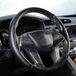 ⁦2 Pcs Housse de Volant Voiture antidérapant Noir carbon⁩ - الصورة ⁦3⁩