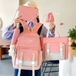 ⁦Ensemble de sacs d’école Kawai pour adolescents 5Pcs YISIYUAN Rose – محفظة 5 قطع كاواي وردي⁩ - الصورة ⁦2⁩