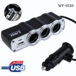 Triple Prise 12V/24V Allume-ci-gare USB Alimentation WF-0120