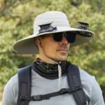 ⁦Chapeau de soleil à large bord avec double ventilateur – قبعة للحماية من الشمس مع مروحات⁩ - الصورة ⁦3⁩