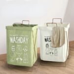 ⁦Panier À Linge Pliable Avec Support En Fer en forme de X⁩ - الصورة ⁦6⁩