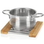 ⁦Dessous de Plat Extensible en Bambou et Acier Inoxydable – قاعدة أواني قابلة للتمديد⁩ - الصورة ⁦2⁩