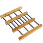 ⁦Dessous de Plat Extensible en Bambou et Acier Inoxydable – قاعدة أواني قابلة للتمديد⁩ - الصورة ⁦6⁩