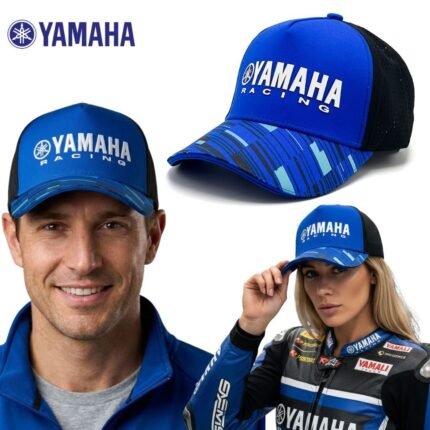 Casquette Yamaha Racing Bleu et Noire avec Filet Respirant Unisexe – قبعة رياضية جودة عالية